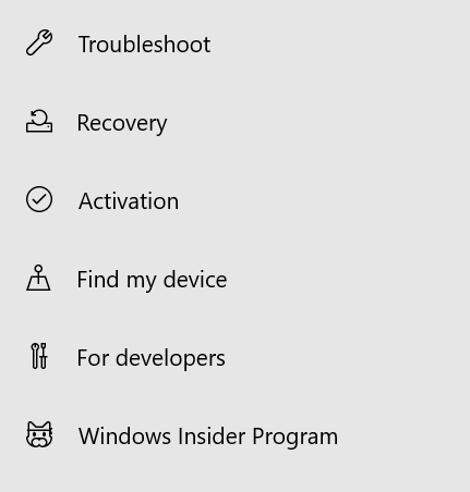 Insder Program option shows