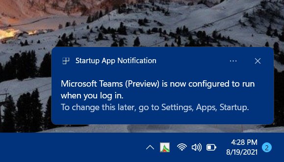 Teams added to startup list