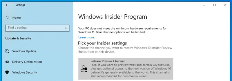 Minimum requirements