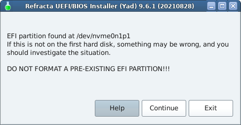 Partition warning