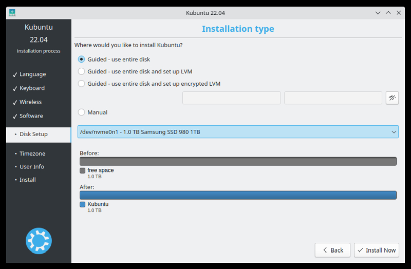 First partitioning, disk selection