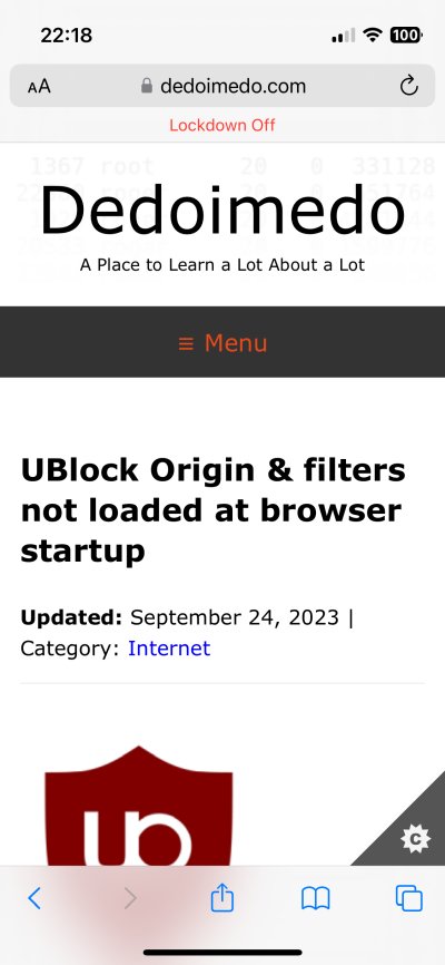 Lockdown off in Safari