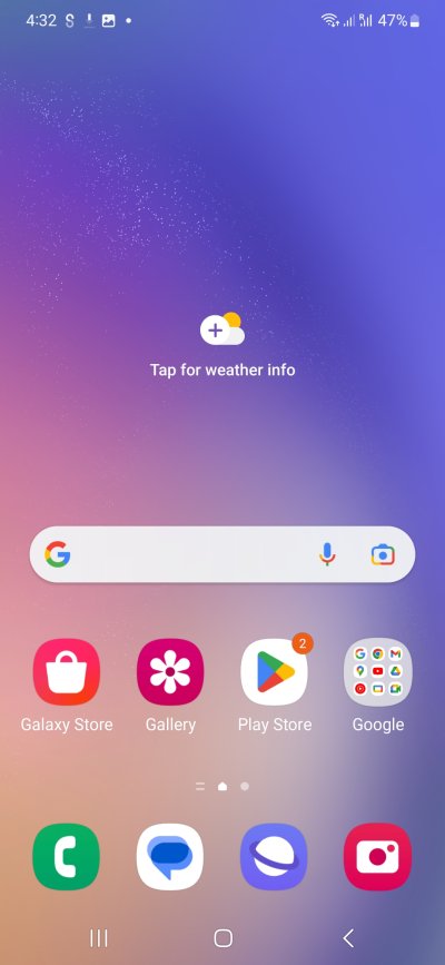 Default home screen