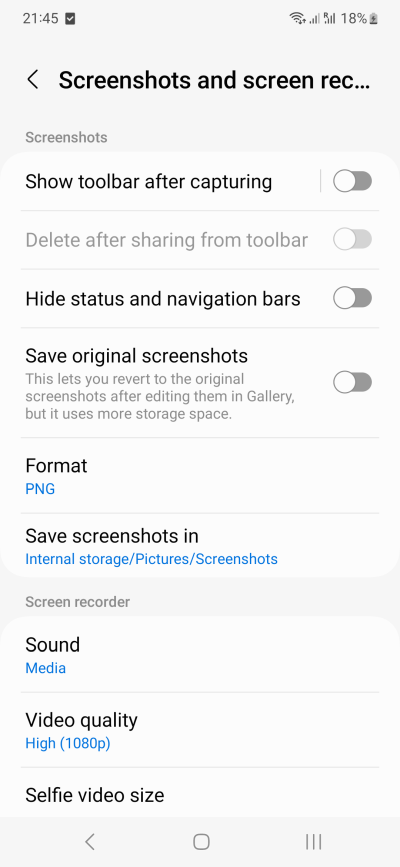 Screenshots location