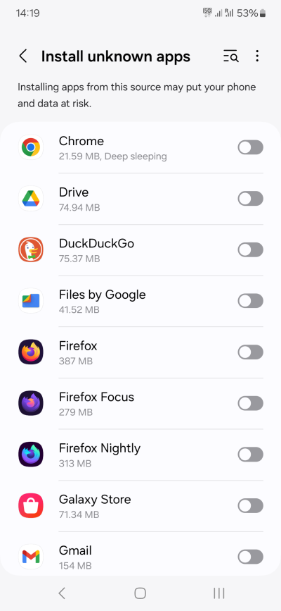 Install unknown apps
