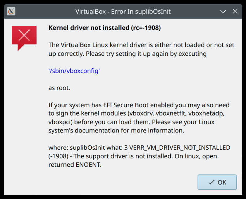 VirtualBox error 3
