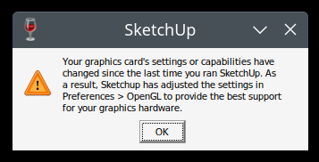 SketchUp graphics card message