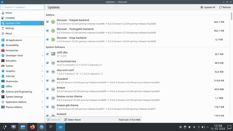 Updates, detailed list