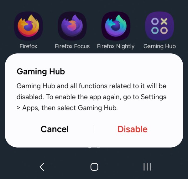 Disable Gaming Hub
