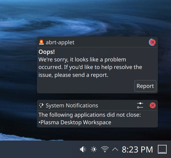 Desktop crash