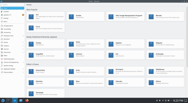 Applications shown in Discover