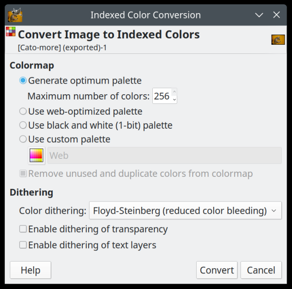 Indexed image options