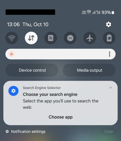 Choose search engine notification