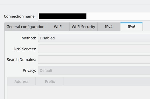Manual disable of IPv6 connections in NM
