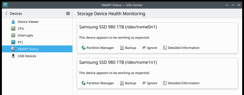 NVMe drives report