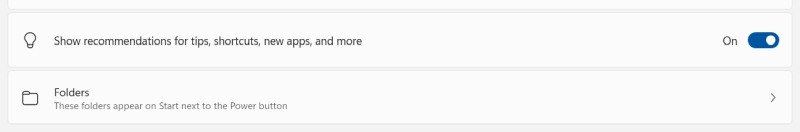 Recommended items toggle