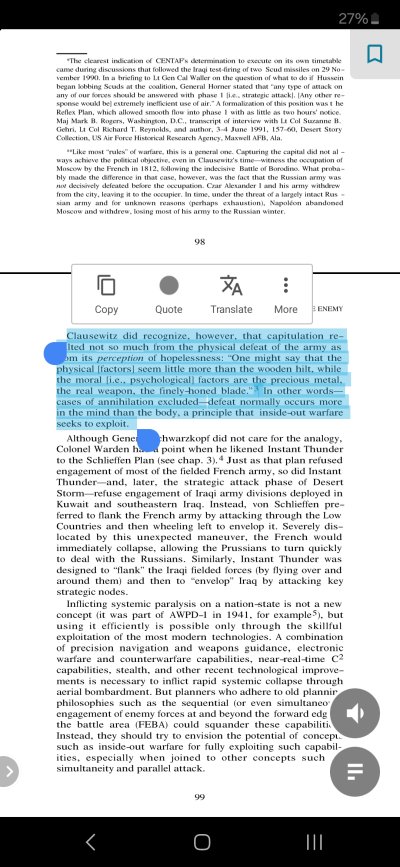 Readera, highlight options