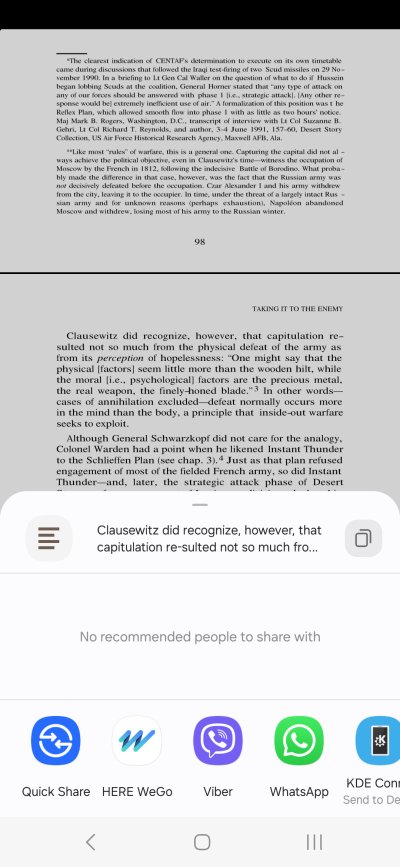 Readera, sharing options
