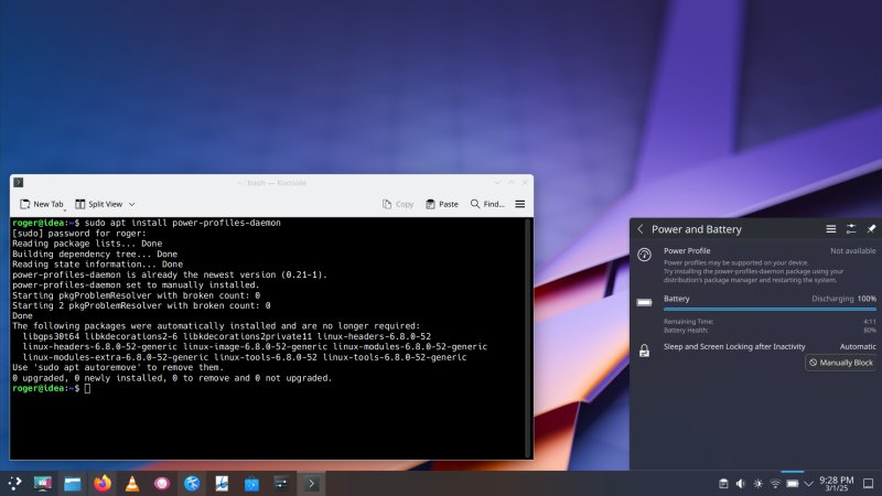 Power daemon is installed