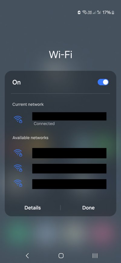 Overlay menu, Wi-Fi connections