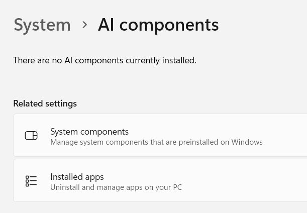AI components, none installed