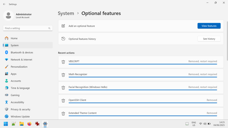 Optional components, remove