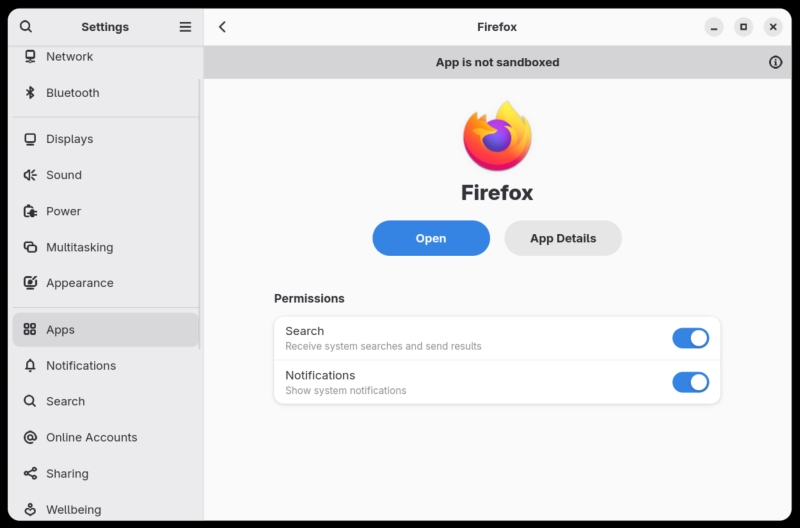 Firefox, no sandbox