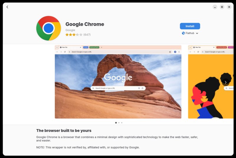 Chrome offered from Flathub