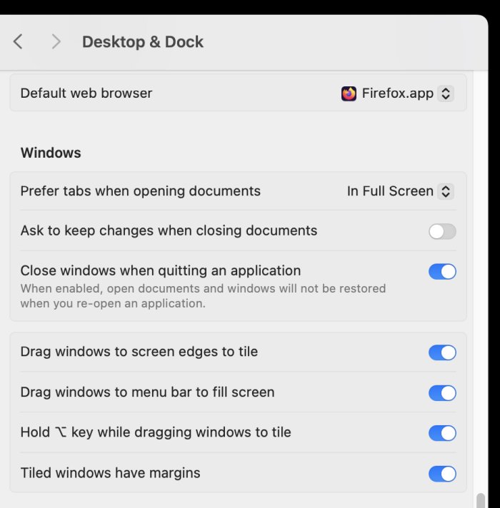 Dock behavior, more