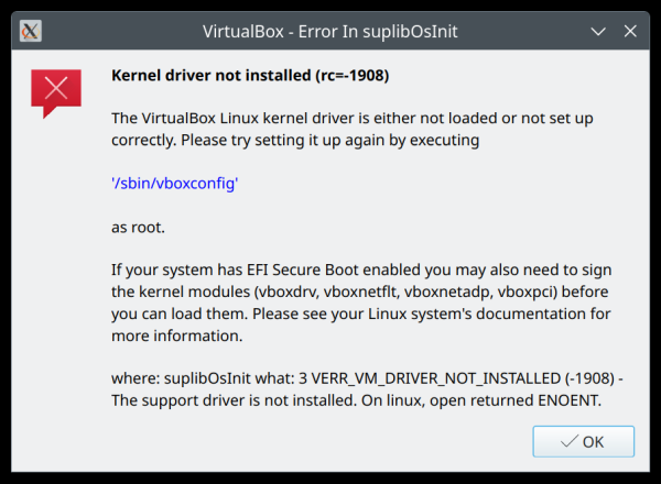 Virtualbox error