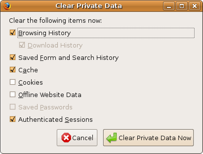 Clear private data