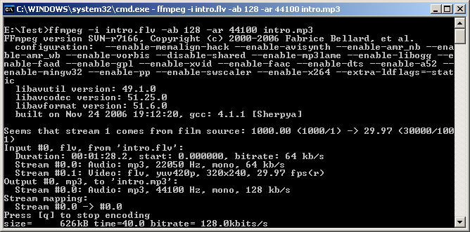 ffmpeg working