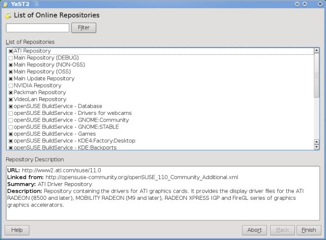 SUSE available repos