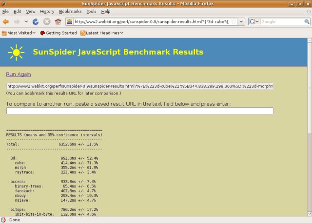 Firefox 3.0.7 sunspider