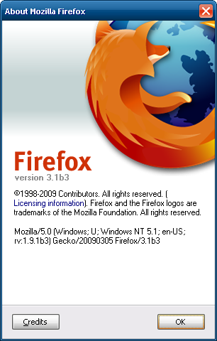 Firefox beta about