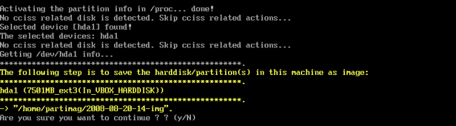 CloneZilla confirm choice