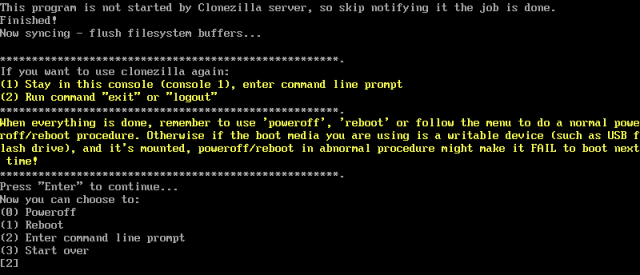 CloneZilla finished