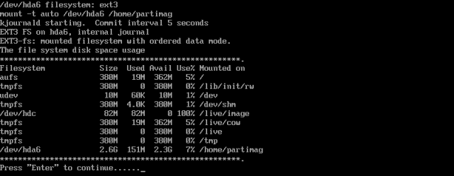 CloneZilla target partition mounted