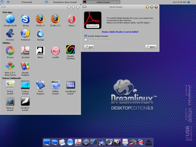 Dreamlinux install acrobat reader