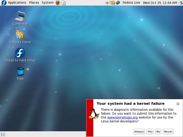 Fedora kernel failure