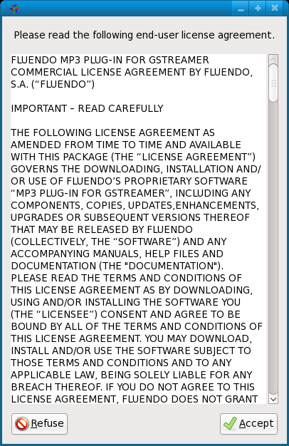Fedora mp3 license