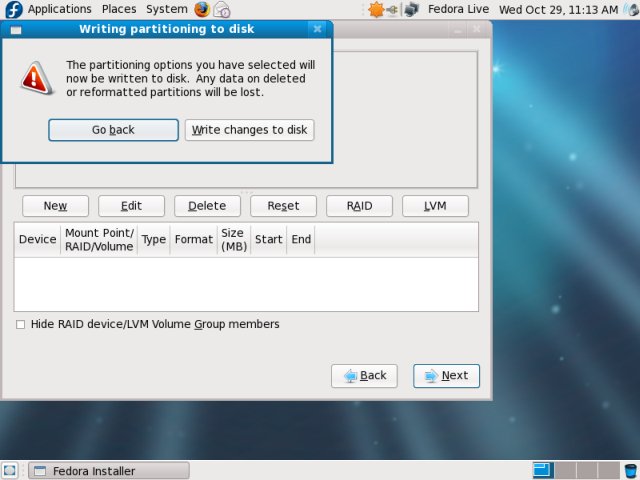 Fedora second warning