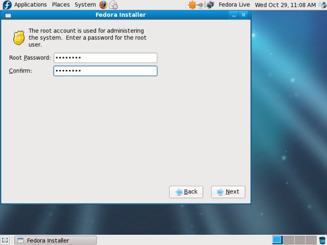 Fedora root password