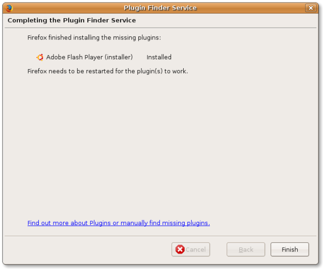 Firefox flash plugin installed