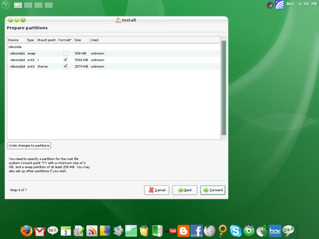 gOS partitioning done