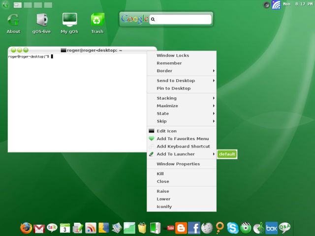 gOS terminal add to launcher