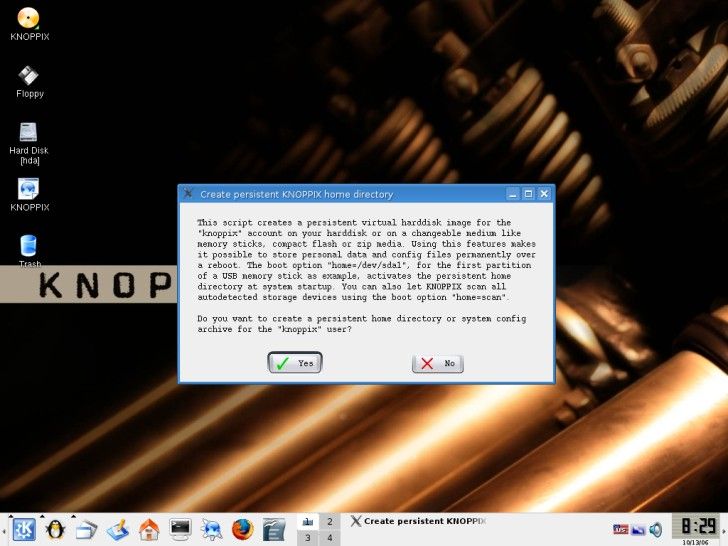 Knoppix create disk image