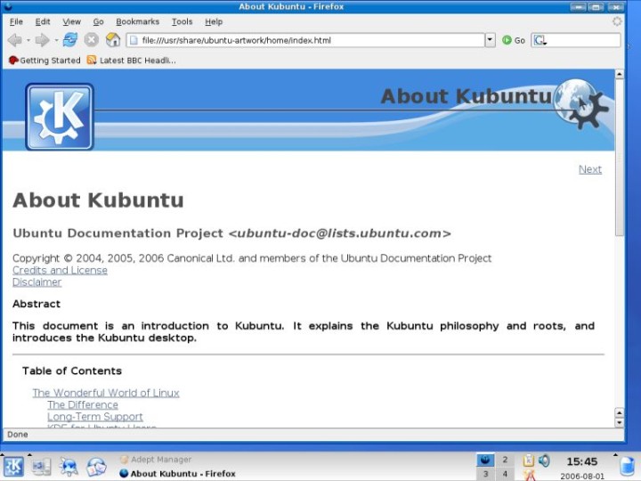 Kubuntu Firefox running