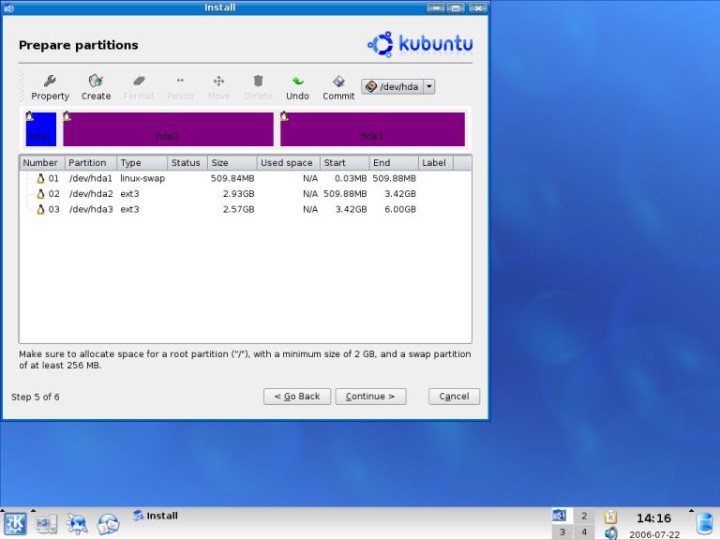 Kubuntu home partition created