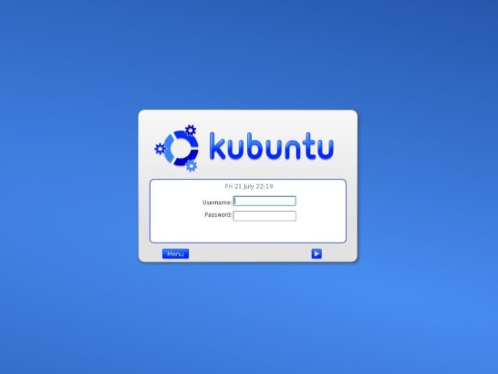 Kubuntu login screen